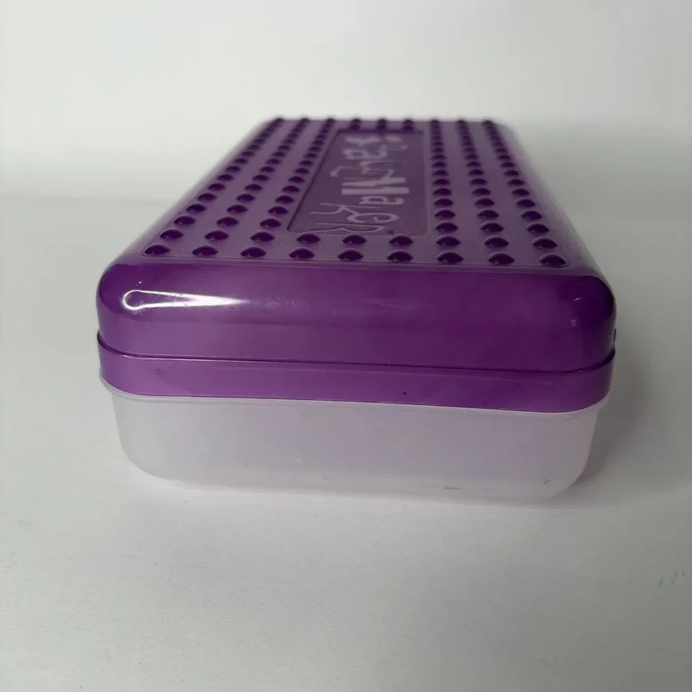 Vintage Spacemaker Pencil Box Case Plastic Transparent Clear Purple 90s
